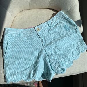 Lilly Pulitzer Seersucker Scalloped Hem Shorts